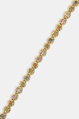 Mixed Stone Shape CZ Bracelet - 5mm - Gold