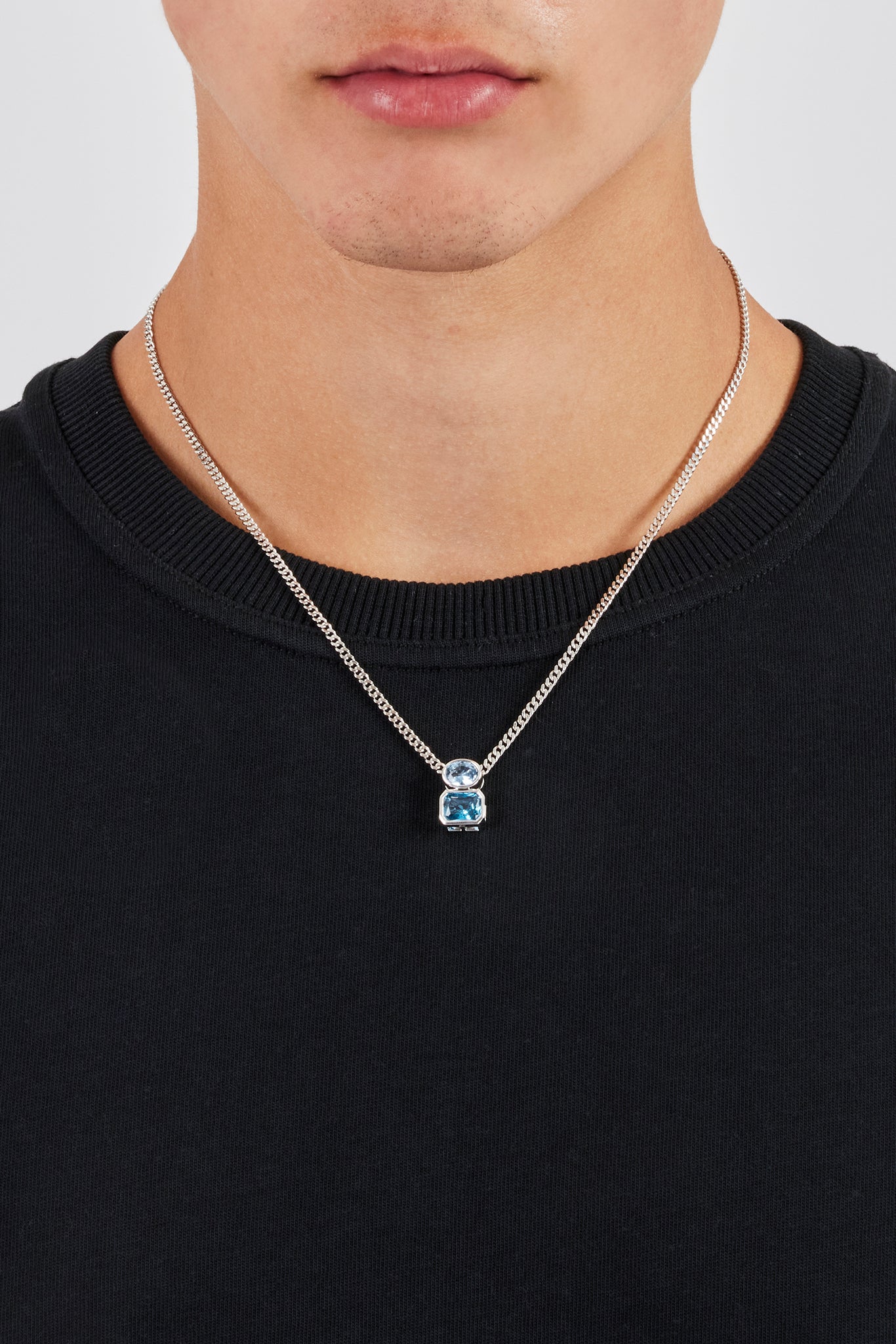 Mixed Shape Blue Gemstone Necklace - 15mm