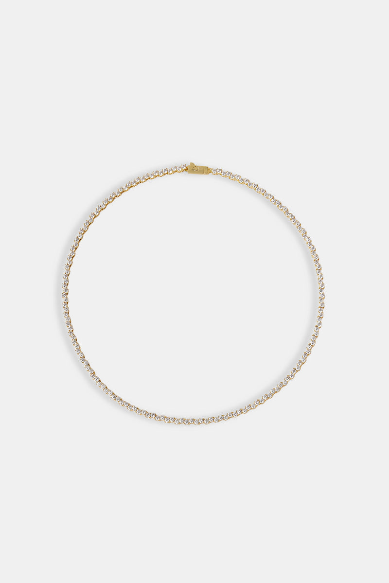 Tenniskette mit gemischten quadratischen Steinen – 3 mm – Gold