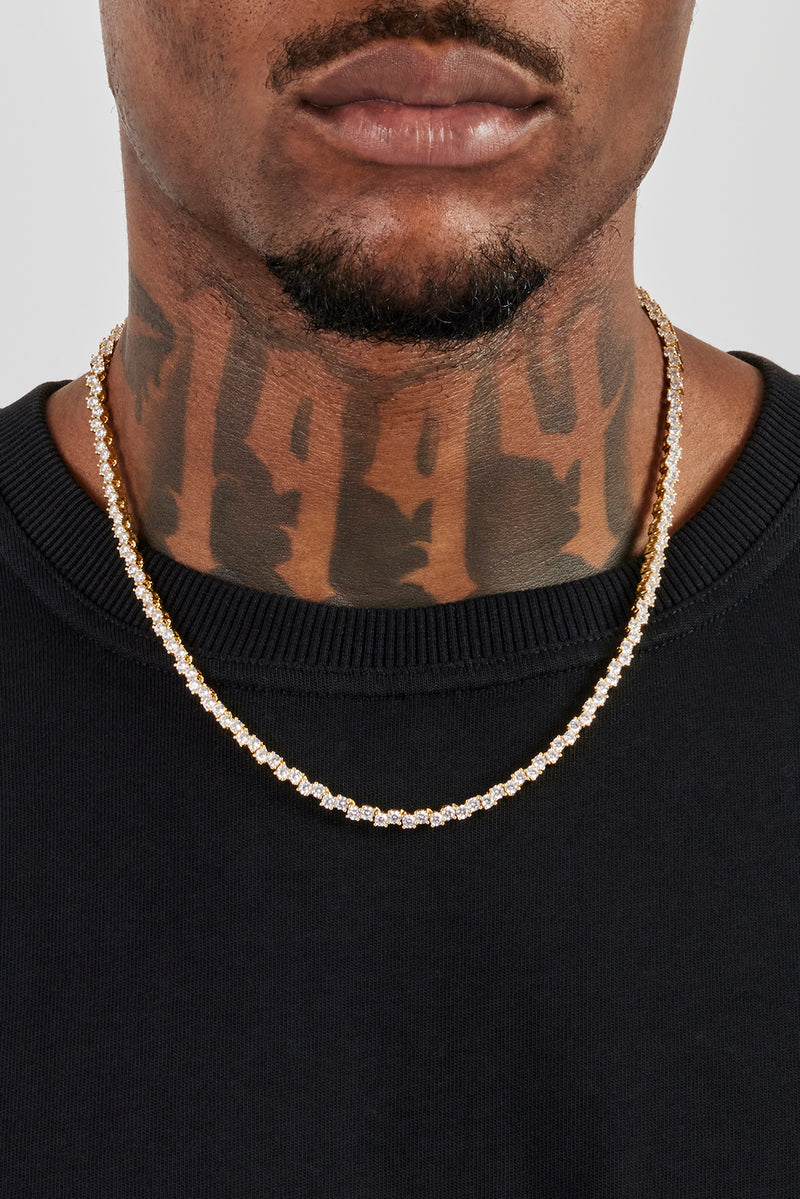 Tenniskette mit gemischten quadratischen Steinen – 3 mm – Gold