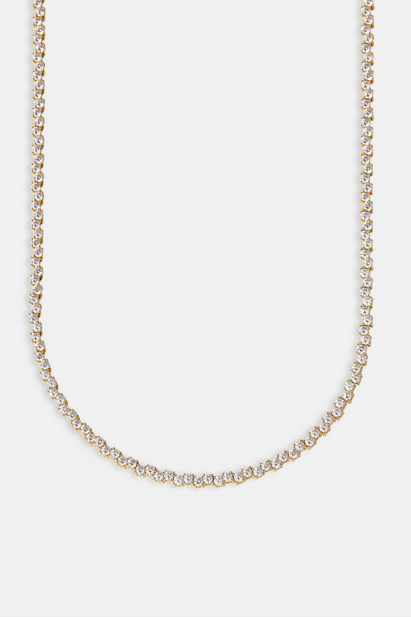 Mixed Square Stone Tennis Chain - 3mm - Gold