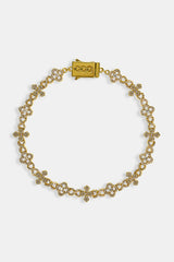 Iced Cross Motif Infinity Bracelet - 8mm - Gold