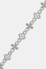 Iced Cross Motif Infinity Bracelet - 8mm - White