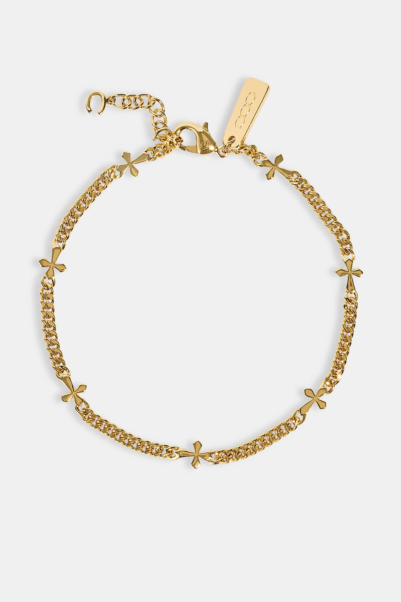 Polished Miami & Cross Bracelet - 3mm - Gold