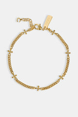 Polished Miami & Cross Bracelet - 3mm - Gold