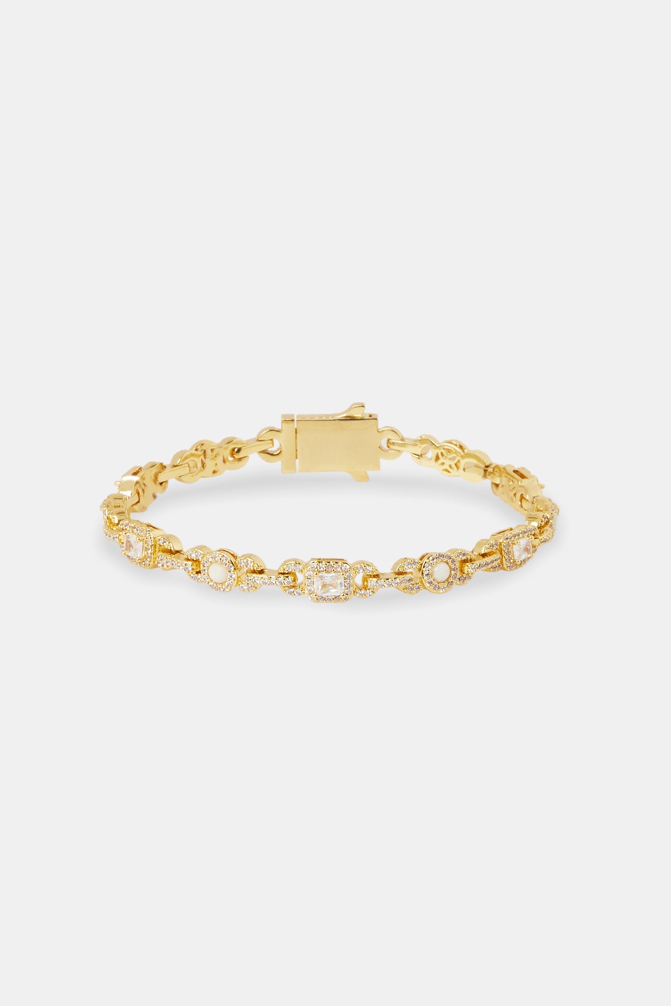 Opal &amp; Baguette Armband - 5mm - Gold