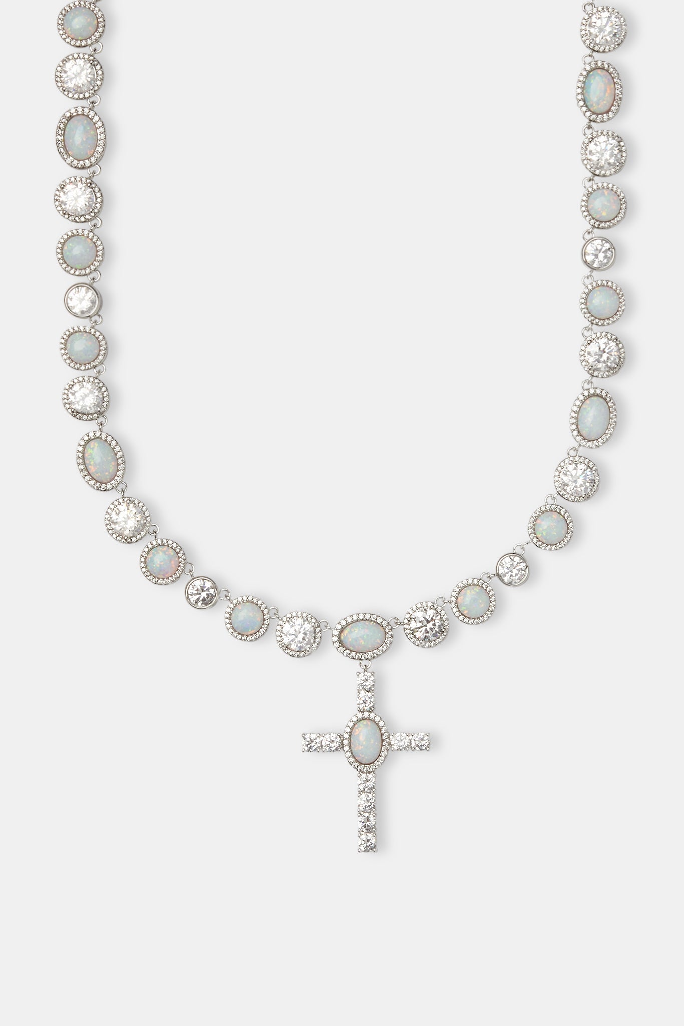 Opal &amp; Runde CZ Tropfen Kreuz Kette
