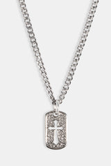 Polished Cross Outline Necklace - 15mm - White