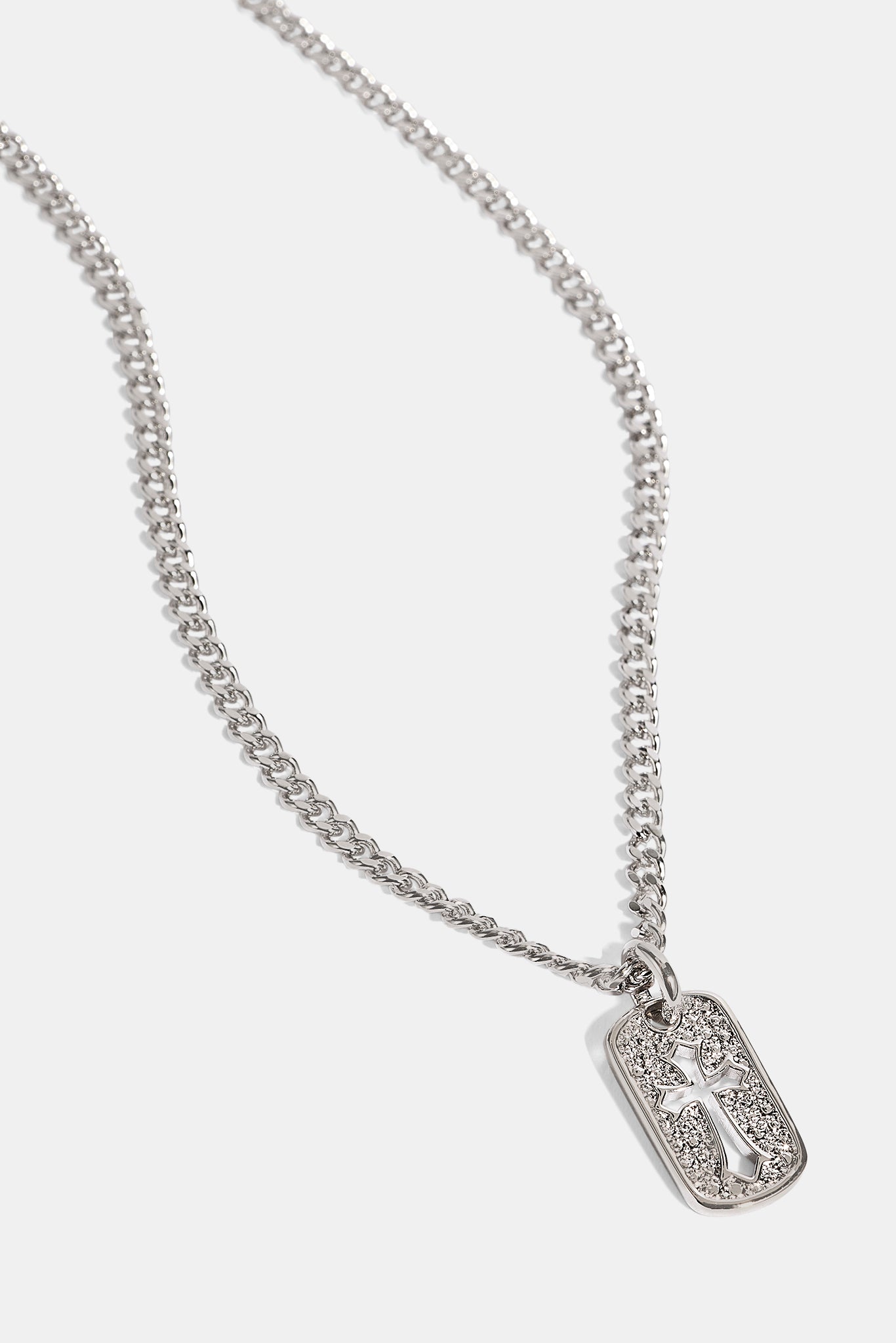 Polished Cross Outline Necklace - 15mm - White