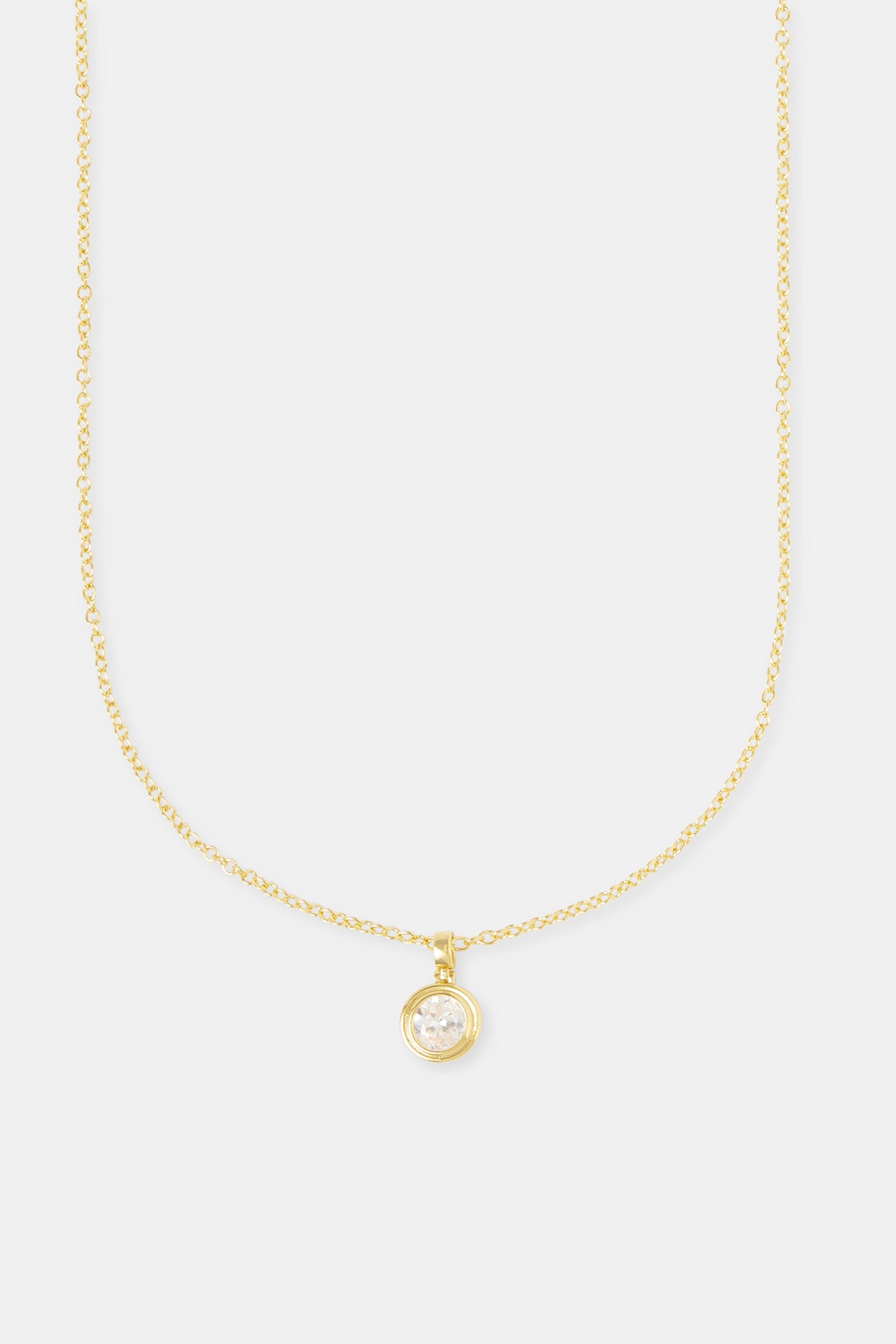 Oval Cz Pendant Necklace - 12mm - Gold