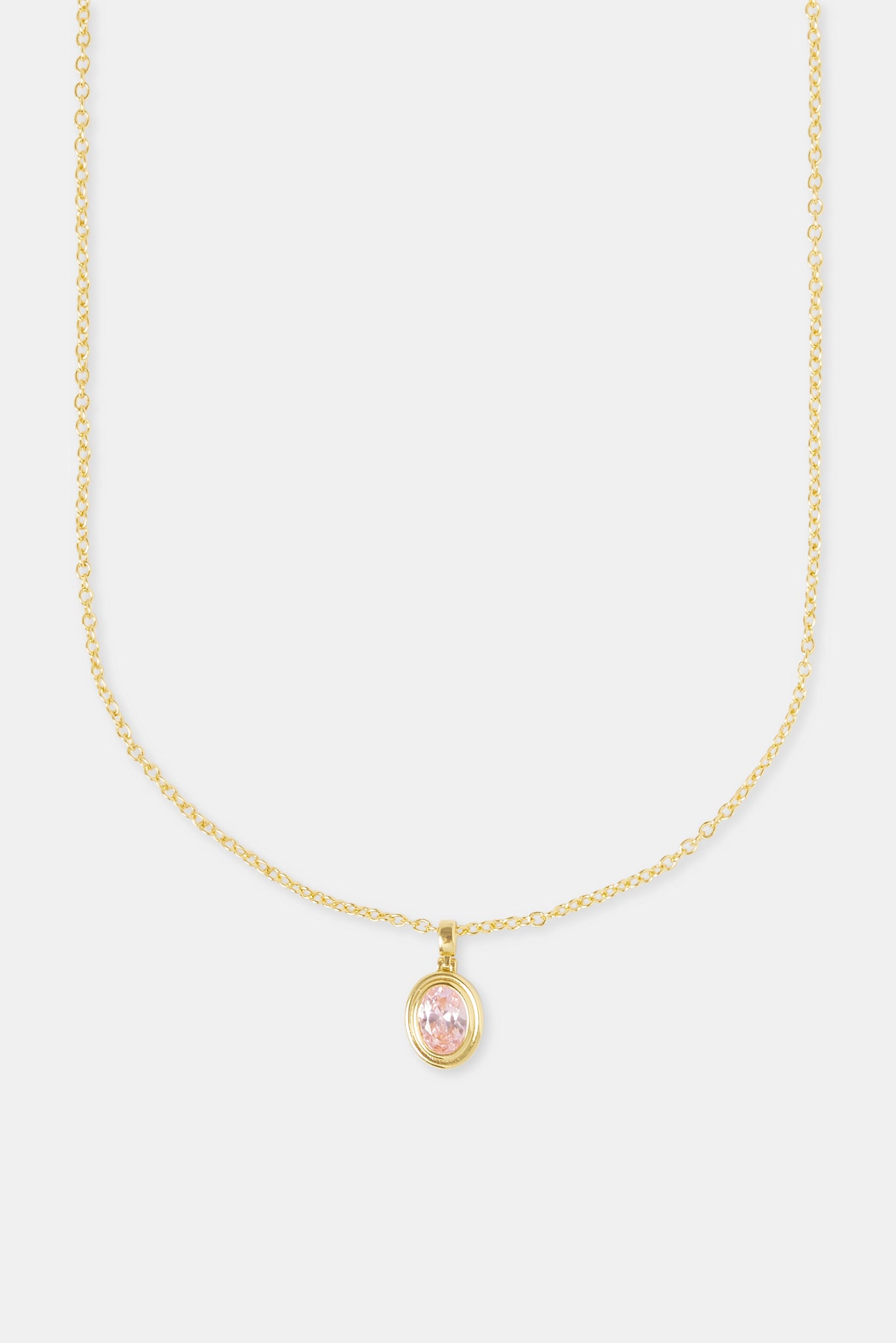 Oval Cz Pendant Necklace - 12mm