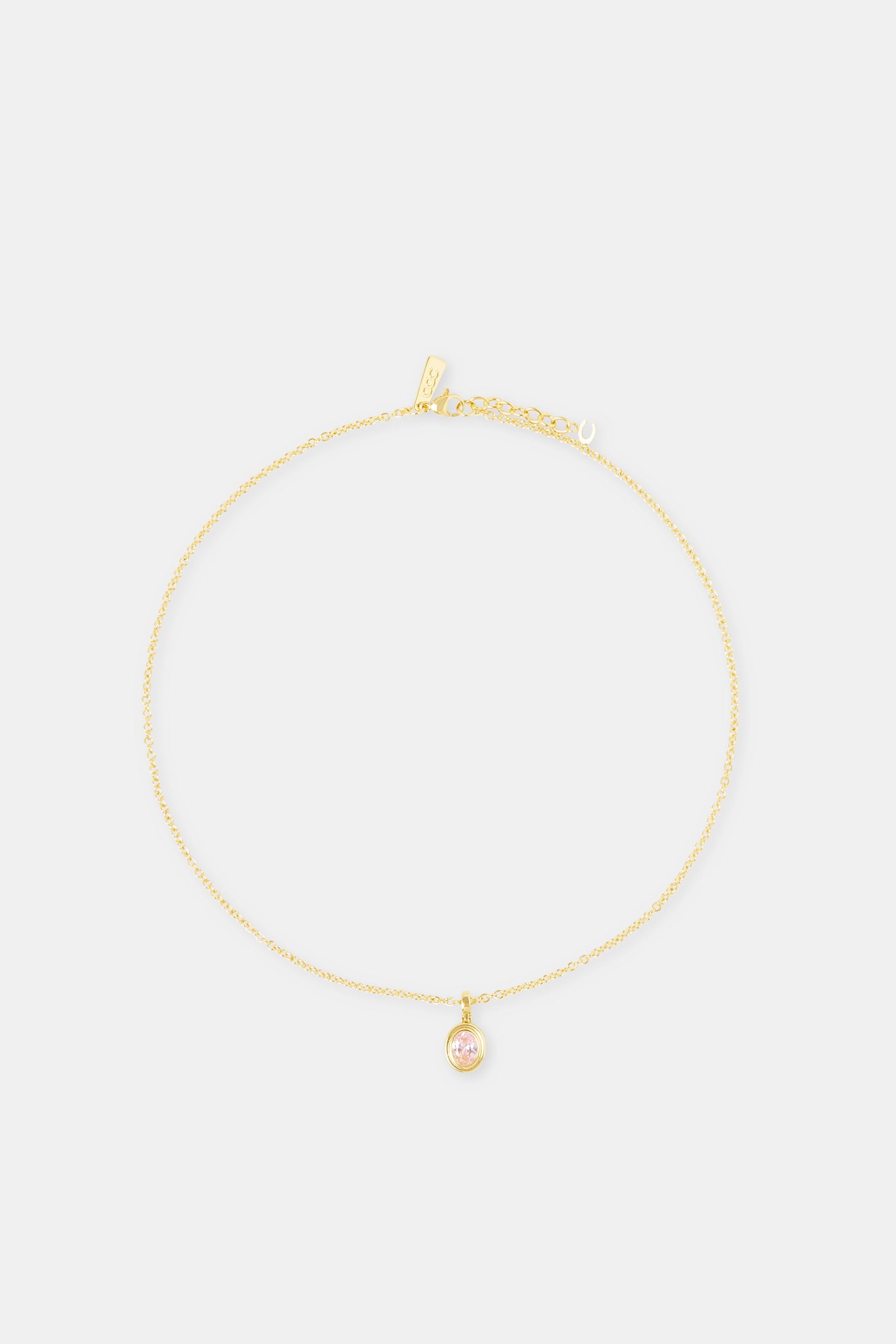 Oval Cz Pendant Necklace - 12mm