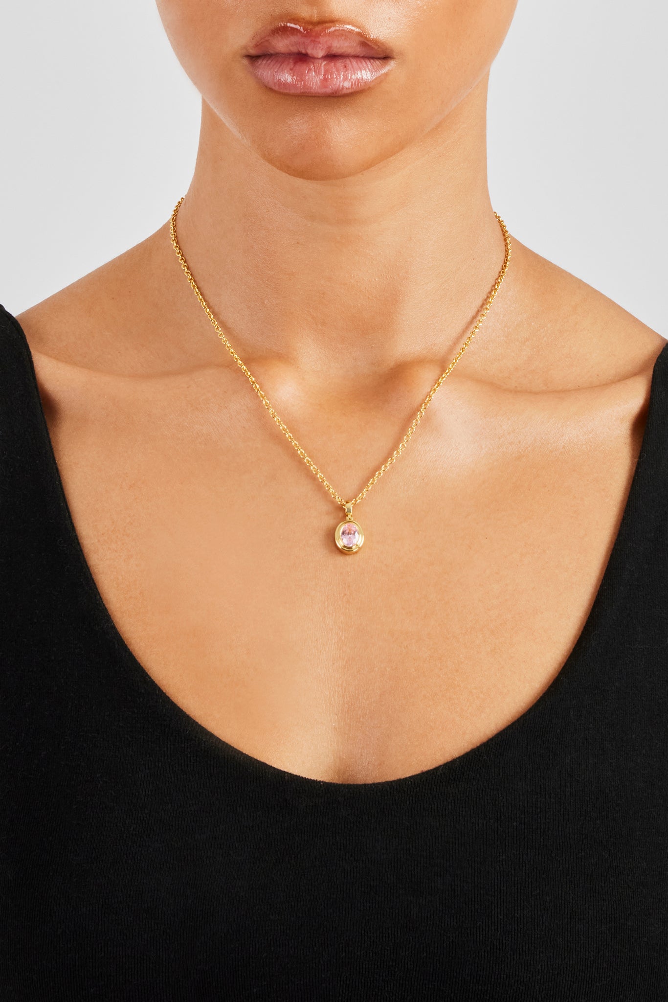 Oval Cz Pendant Necklace - 12mm