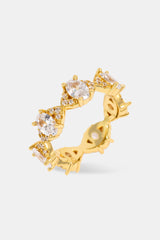 Iced Oval Stone Ring - 6mm - Gold