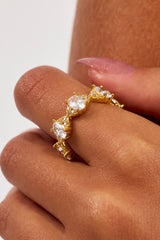 Iced Oval Stone Ring - 6mm - Gold