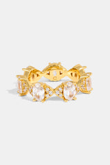 Iced Oval Stone Ring - 6mm - Gold