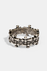 Multi Cross Oxidised Band Ring - 10mm - White