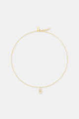 Pave Cut Out Motif Tag Necklace - 15mm - Gold