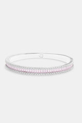 Pink Baguette Stone Bangle - White 8mm