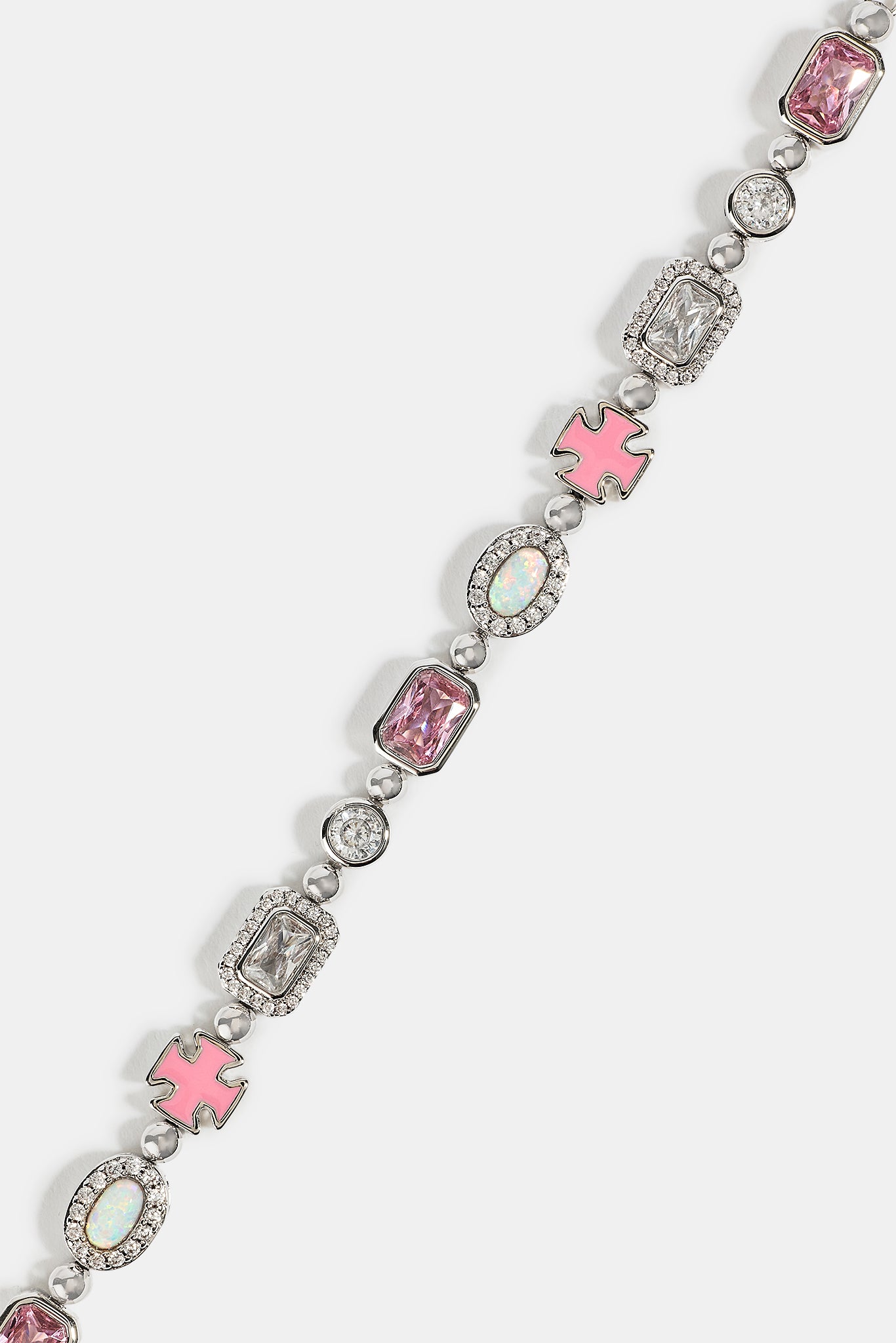 Rosa &amp; Klares Multi-Edelstein-Armband – 6 mm