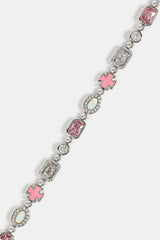 Pink & Clear Multi Gemstone Bracelet - 6mm