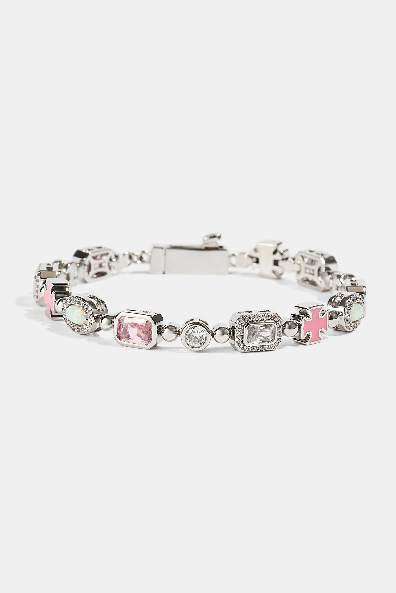 Pink & Clear Multi Gemstone Bracelet - 6mm