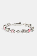 Pink & Clear Multi Gemstone Bracelet - 6mm