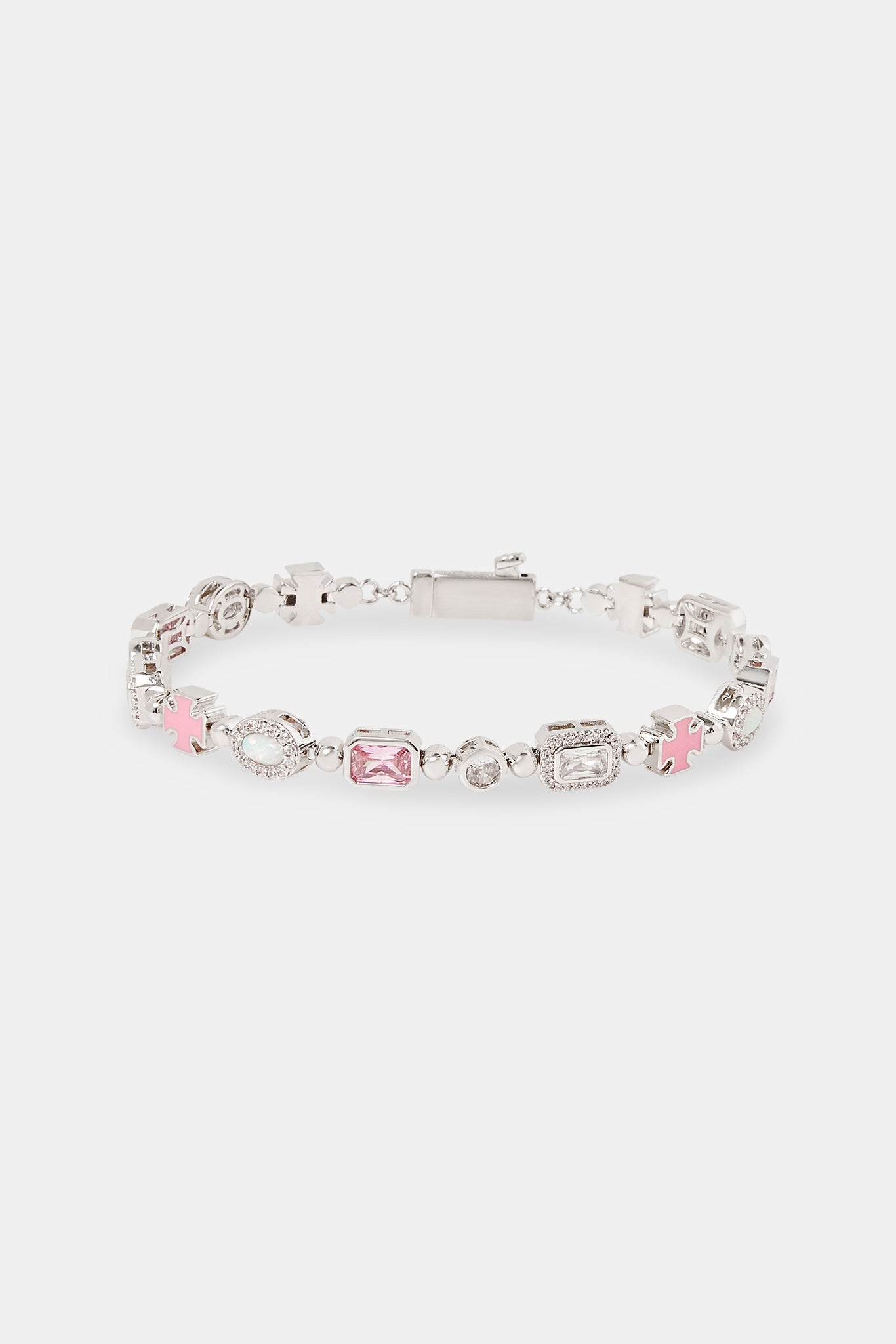Pink & Clear Multi Gemstone Bracelet - 6mm