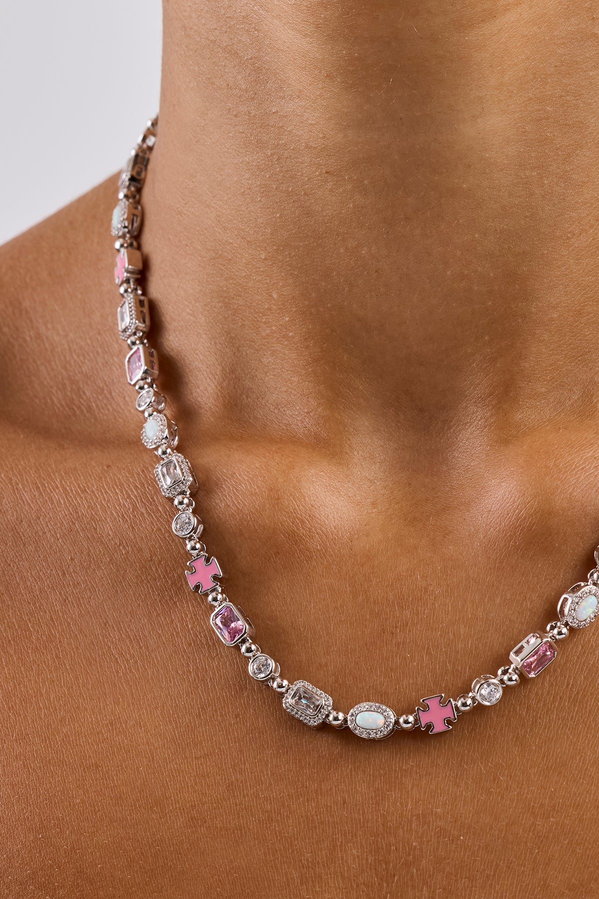 Dew Collana Infinito In Argento Sterling 925 Con Pietre Arcobaleno - Gioiello Regalo In Scatola