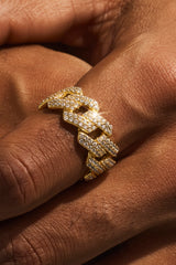 Iced Prong Cuban Ring - 10mm - Gold
