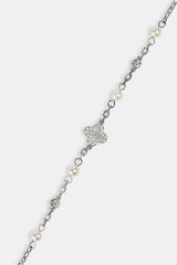 CZ & Micro Pearl Motif Bracelet - 3mm - White