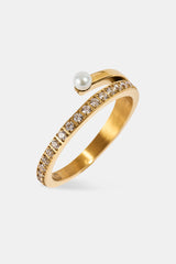 Doppelter Ring mit Eis- & Perlenverzierung - 2.5mm - Gold