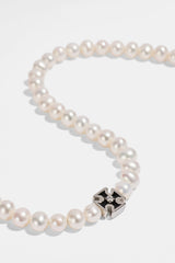 Mens Pearl & Iced Motif Chain - 4mm - White