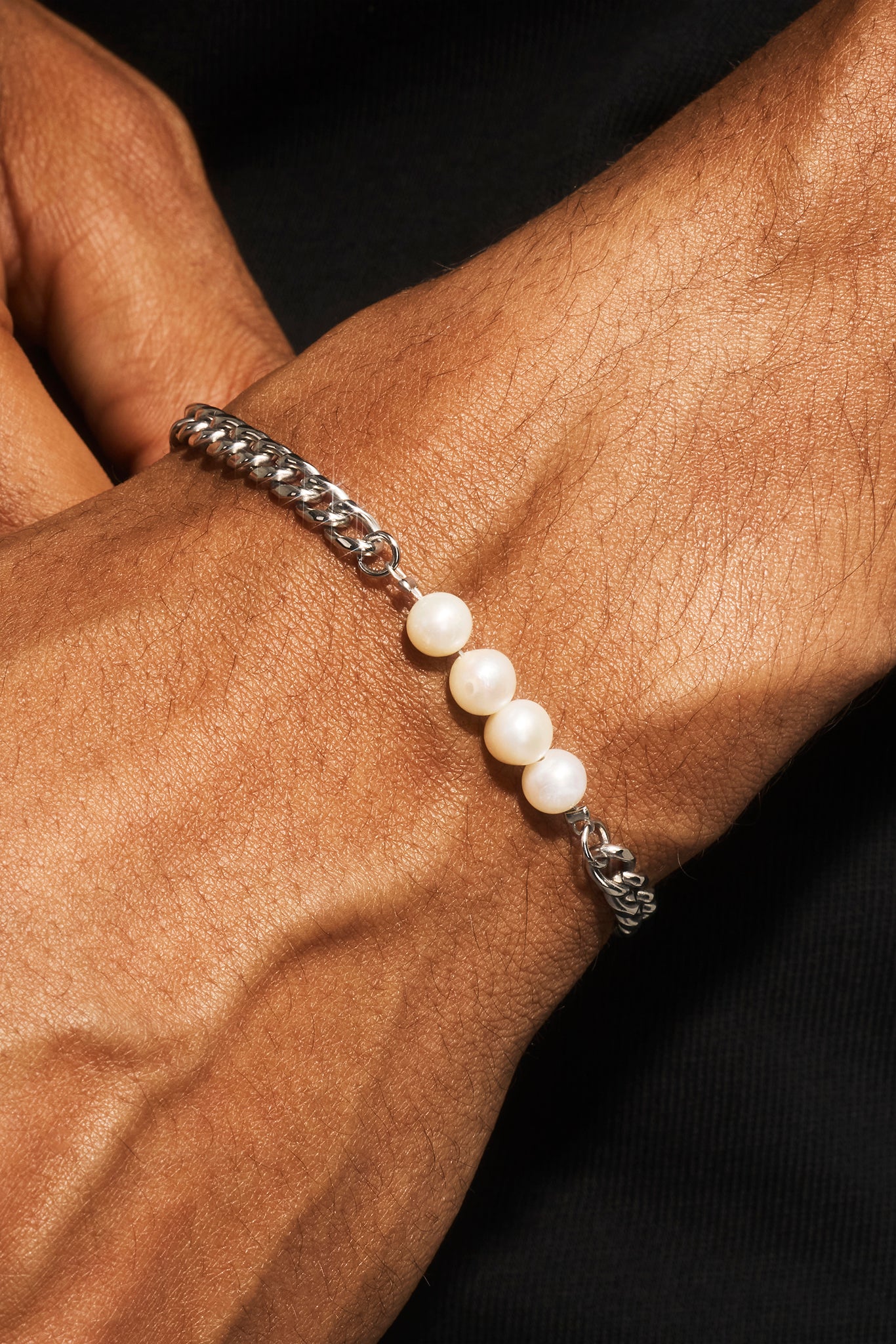 Pearl Mix Cuban Bracelet - 5mm - White