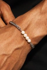 Pearl Mix Cuban Bracelet - 5mm - White