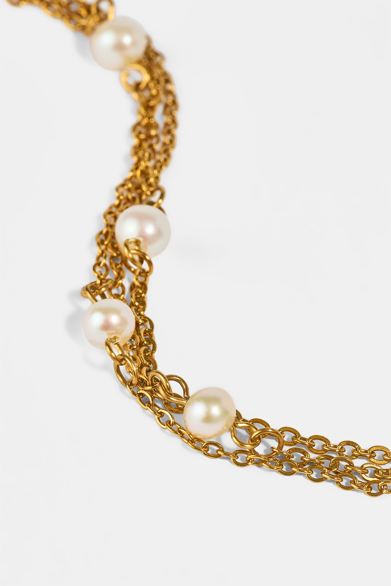 Triple Layer Pearl Bracelet - 4mm - Gold