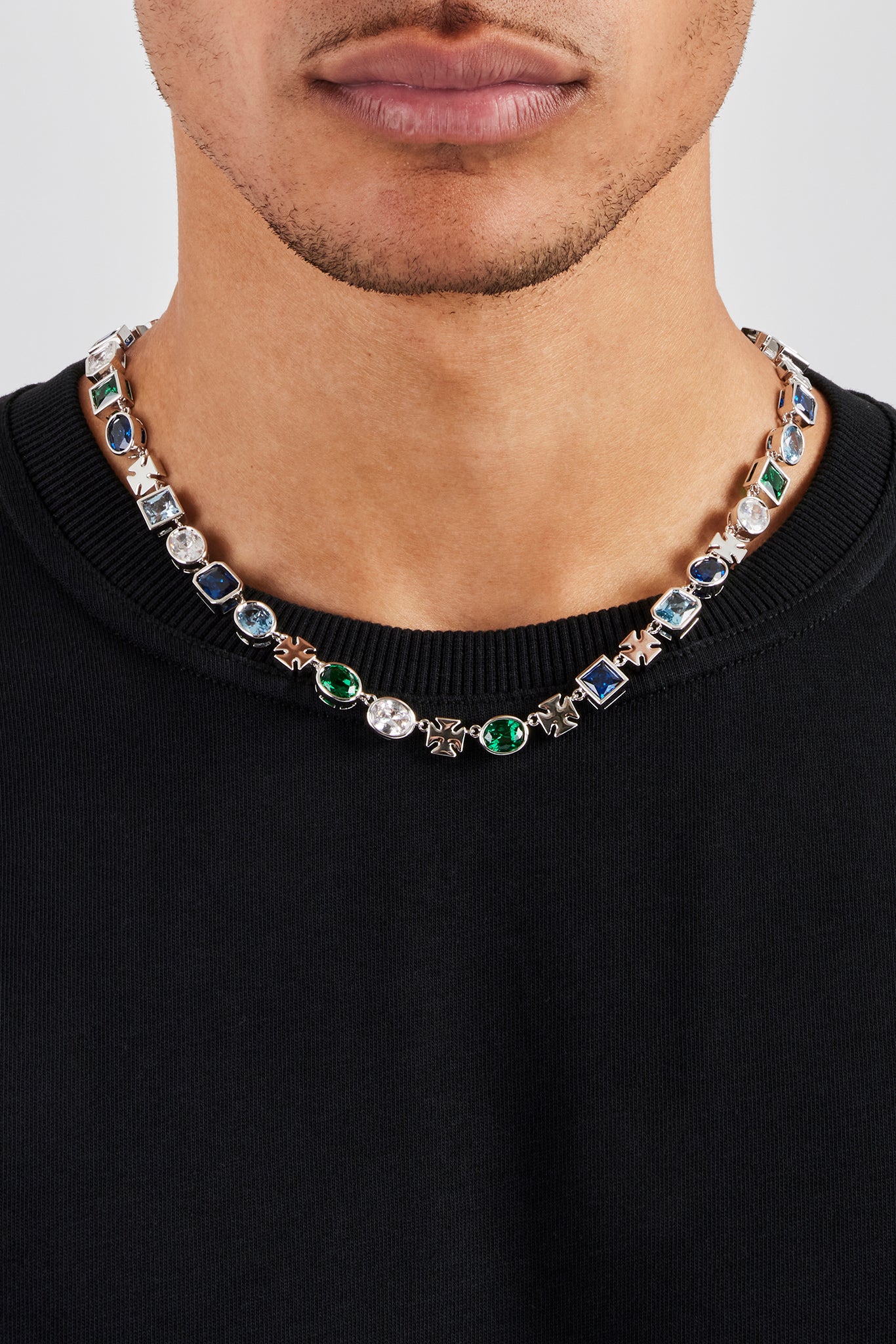 Edge Chain Polished Edge Gemstone & Cross Chain - 8mm | Mens Chains | Shop Multi ...