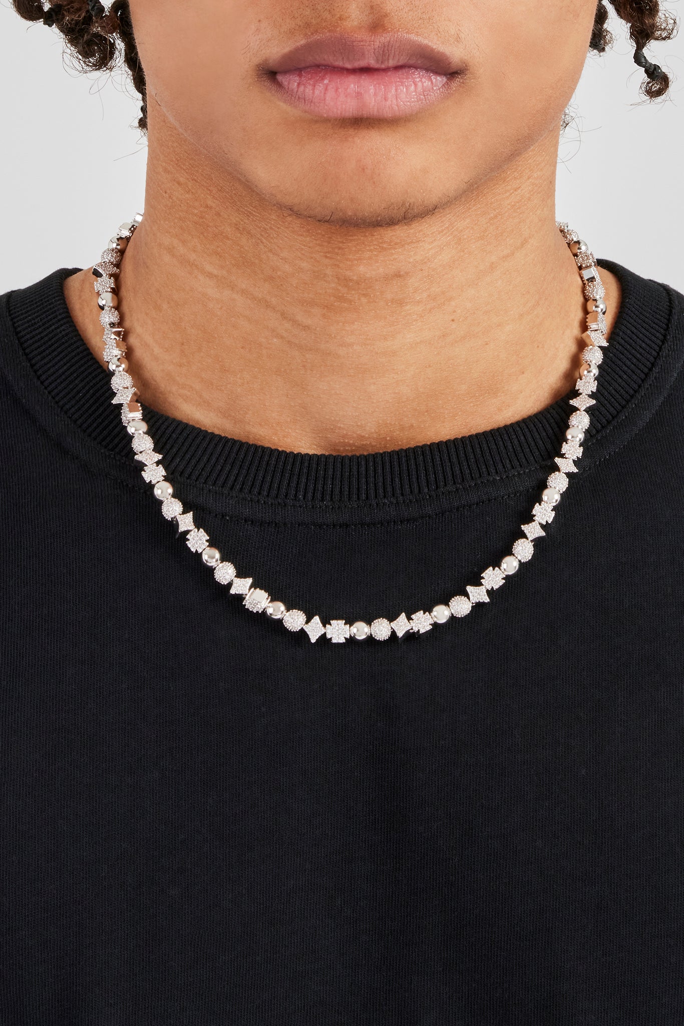 Polished & Iced Bead Motif Chain - 6mm