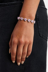 Armband mit rosa Herz-Lünette und Eiskristallen – 10 mm