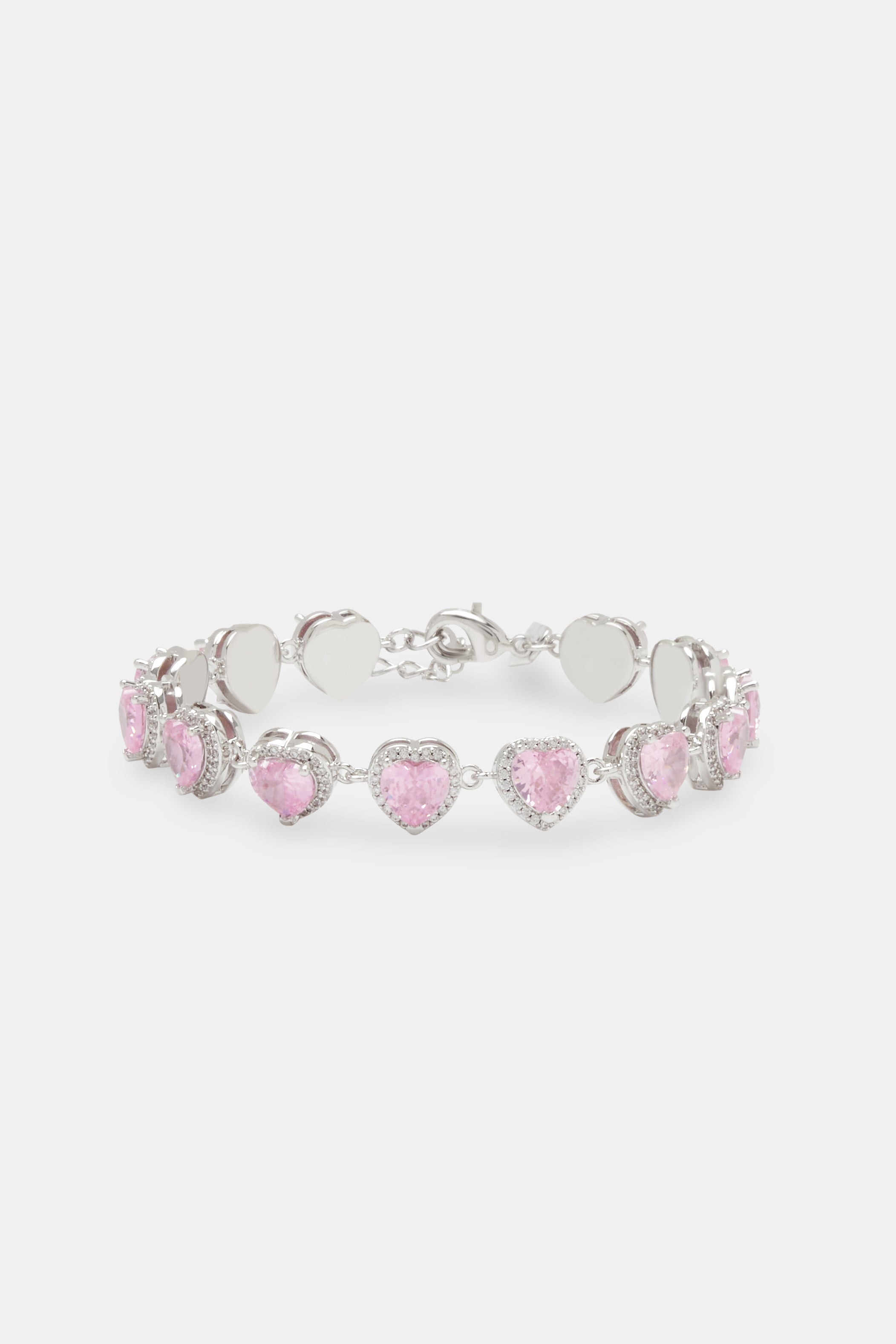 Armband mit rosa Herz-Lünette und Eiskristallen – 10 mm