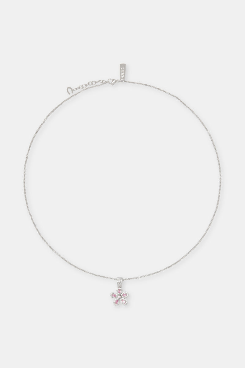 Pink Iced Flower Necklace - 15mm