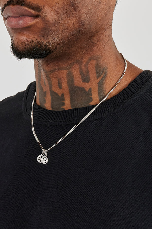 Polierte Doppelkreuz-Scheibenhalskette – 10 mm