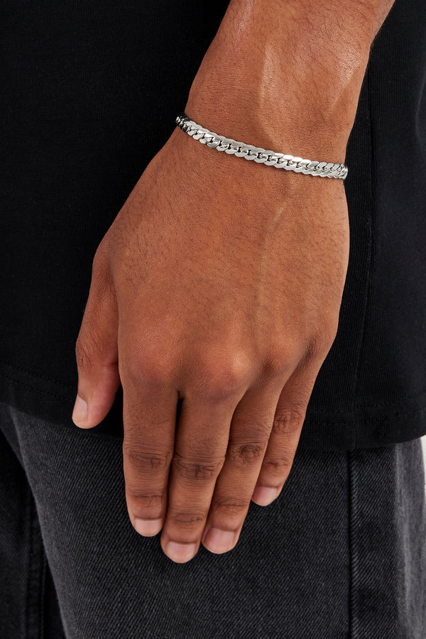 Polished Flat Cuban Bracelet - 5mm