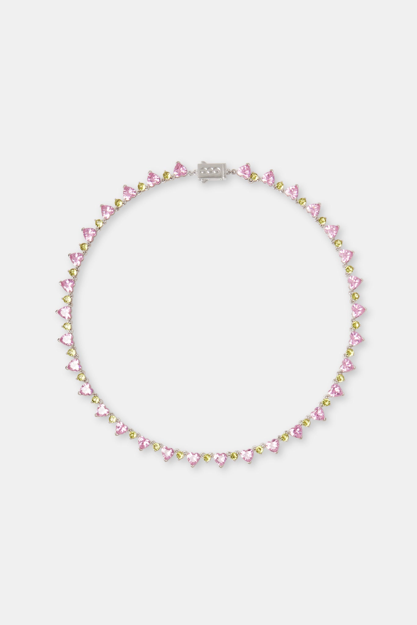 Pink & Green Heart Tennis Chain - 8mm | Womens Chains | Shop