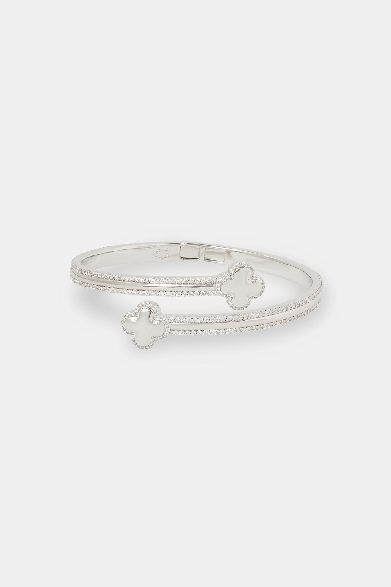 Polished & Iced Motif Bangle - 10mm