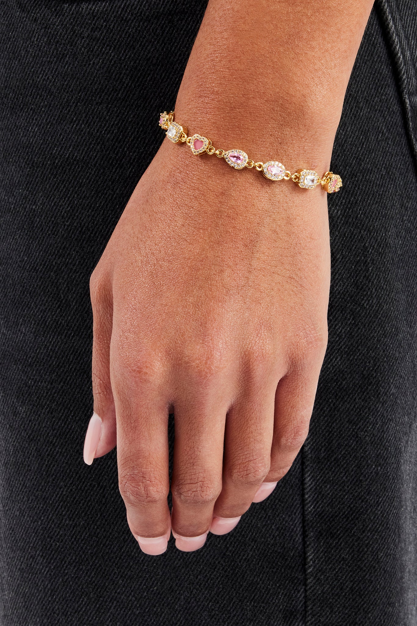 Pink Agate Iced Gemstone Bracelet - 6mm