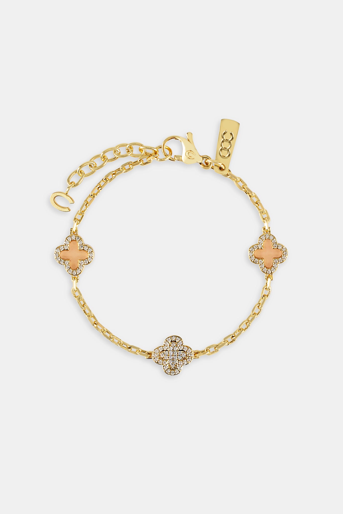 Rolo-Armband mit rosa Achat und Eismotiv – 10 mm