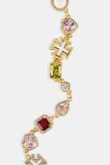 Rosa Herz-Mehredelsteinkette – Gold – 10 mm