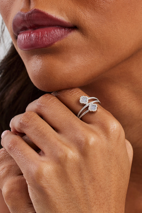 Drehring mit violettem Achatmotiv – 15 mm