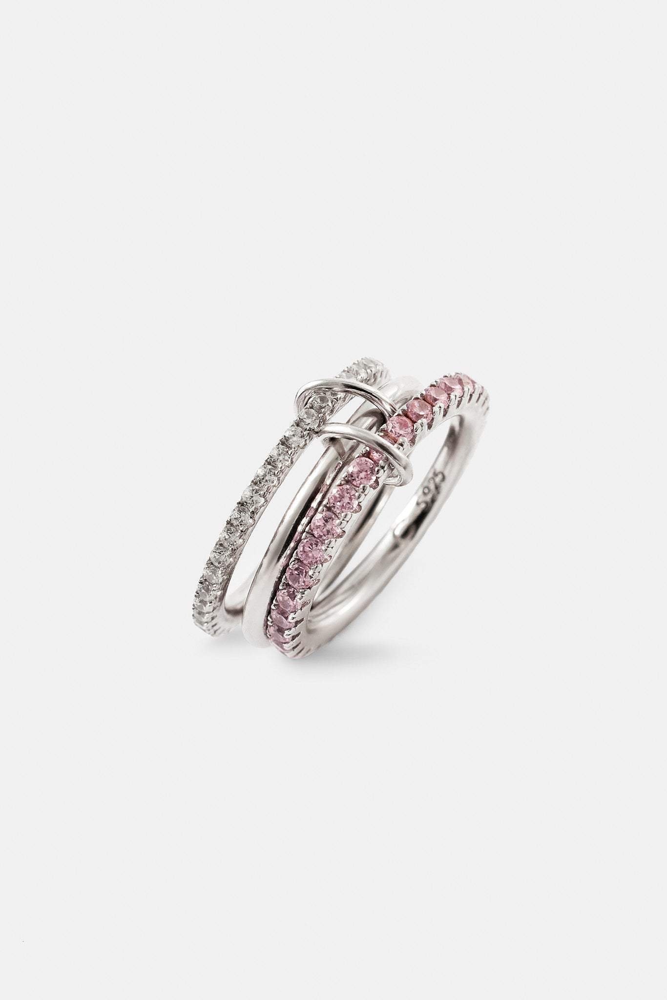 Rosa &amp; Klar Polierter &amp; Eisiger Mix Ring - 8mm